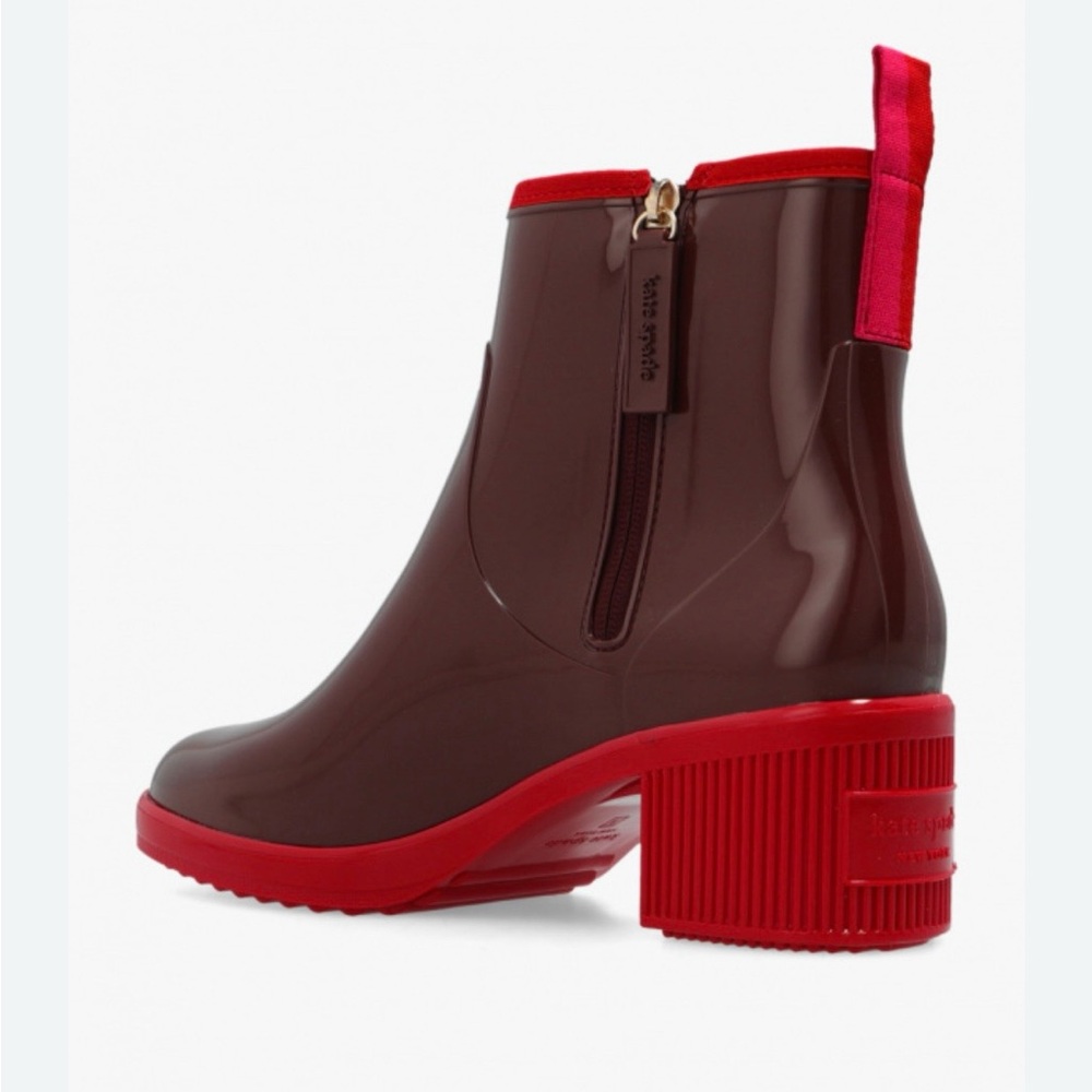 NIB Kate spade puddle jumpers Stylish Brown and Red Ankle Boots women 11 - Picture 3 of 8